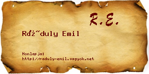 Ráduly Emil névjegykártya