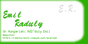 emil raduly business card